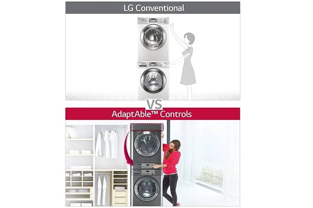 Controles AdaptAble™ · Lavadora y secadora comercial apilable LG Giant-C+