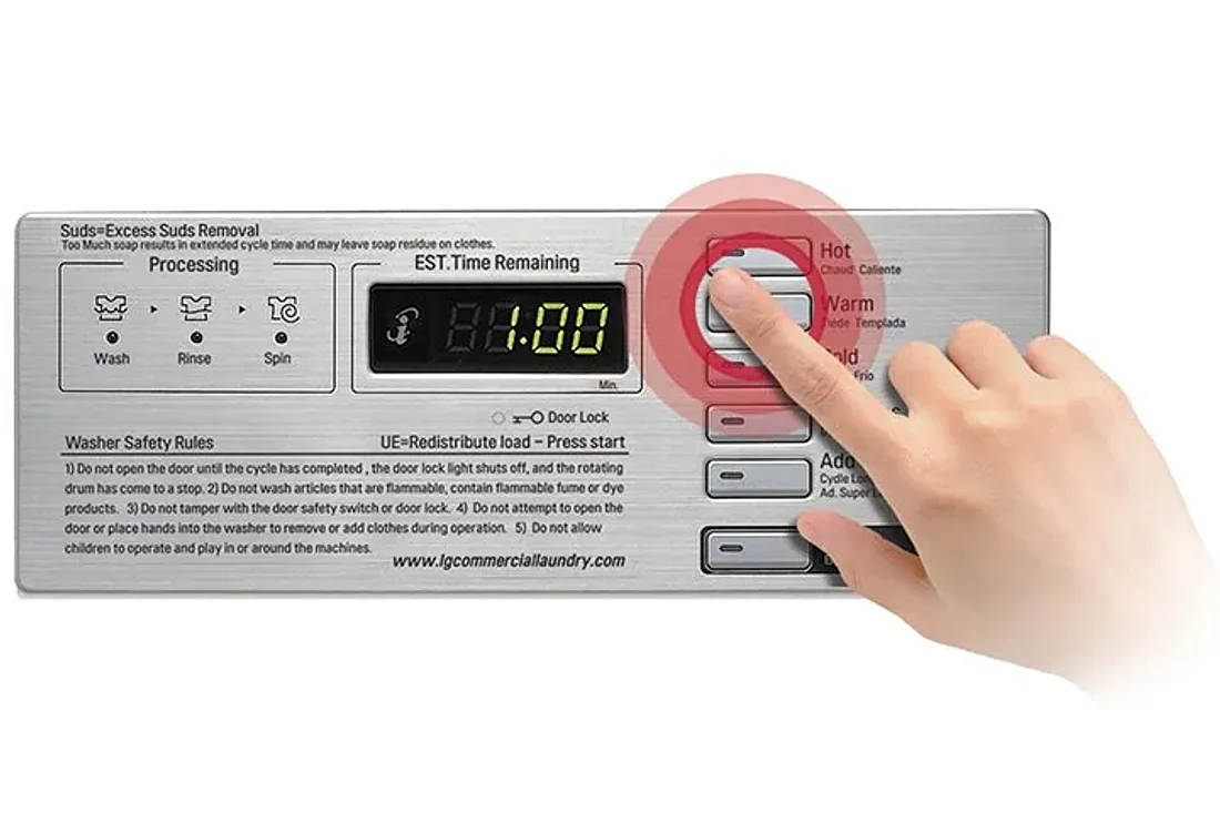 Fácil Programación · Lavadora y secadora comercial apilable LG Giant-C+