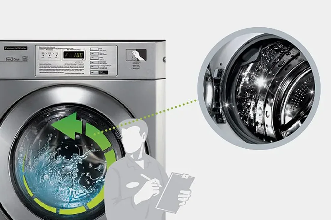 Sistema de Limpieza de Tambor · Lavadora y secadora comercial apilable LG Giant-C+