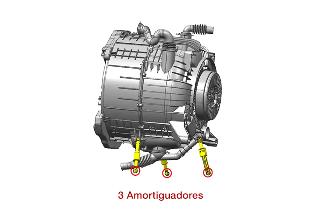 Reducción de Vibraciones de Amortiguadores Múltiples · Lavadora y secadora comercial apilable LG Giant-C+