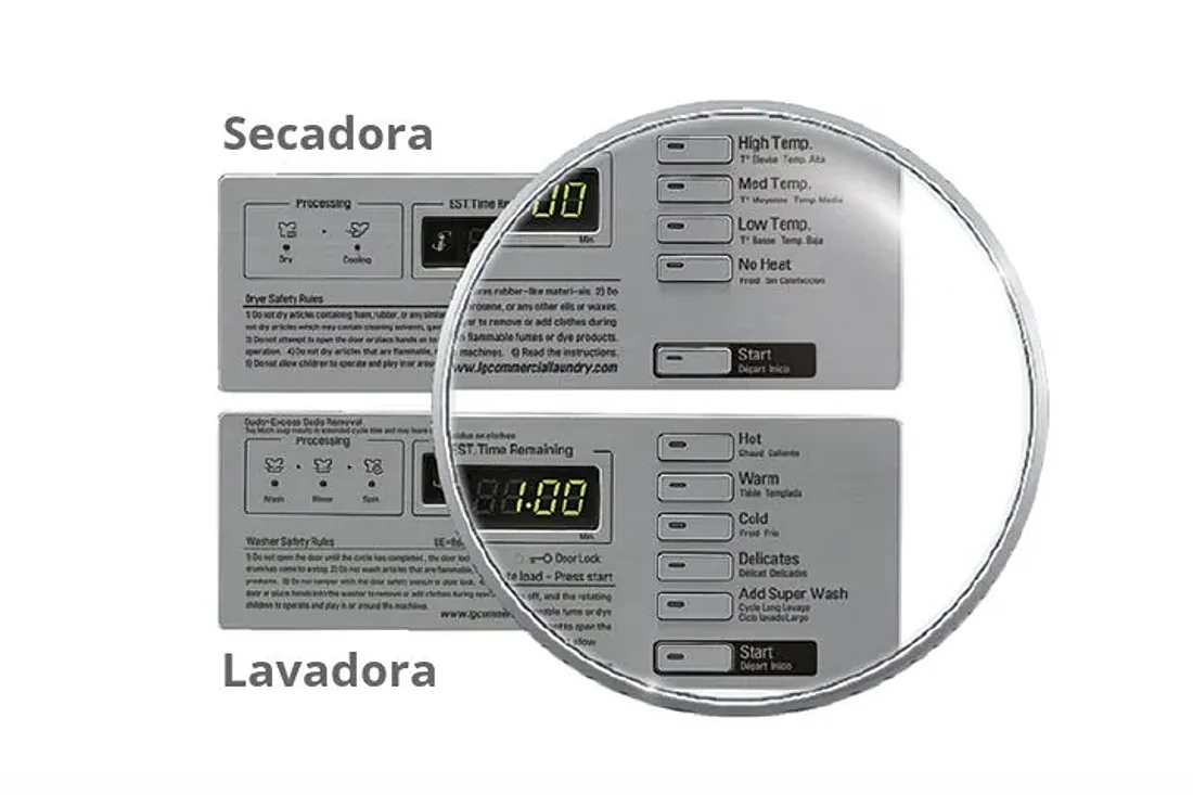 Lectura en Múltiples Idiomas · Secadora comercial a gas LG Titan-C
