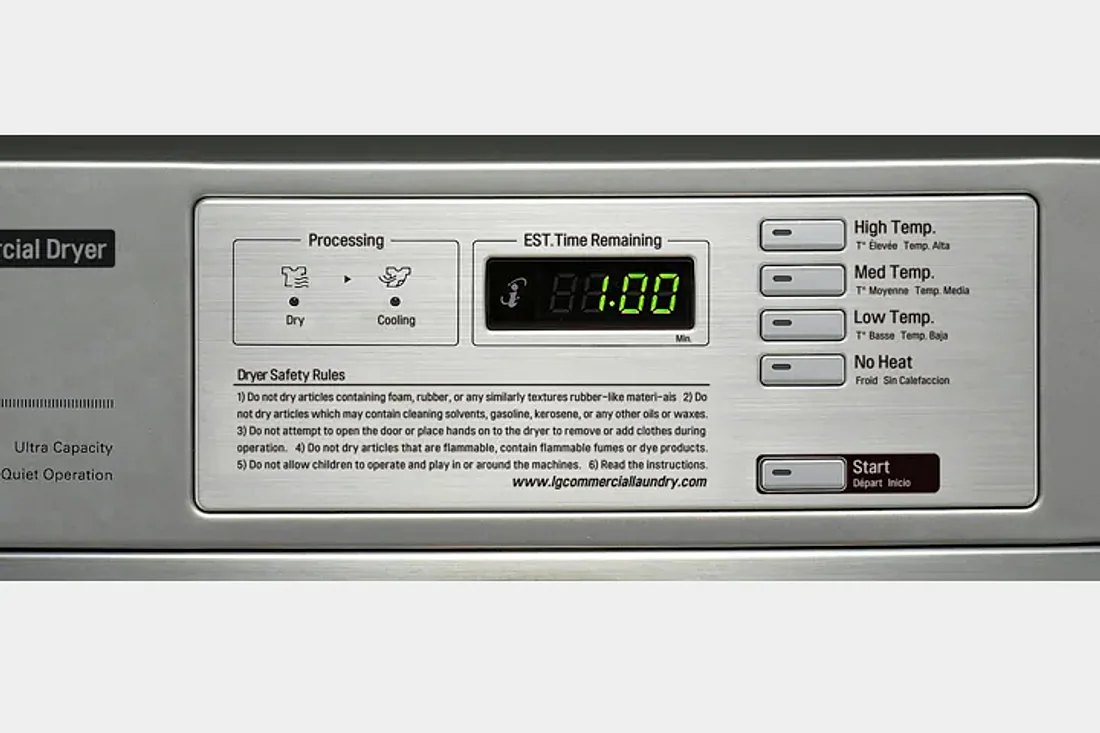 Panel de Control de Acero · Secadora comercial a gas LG Titan-C