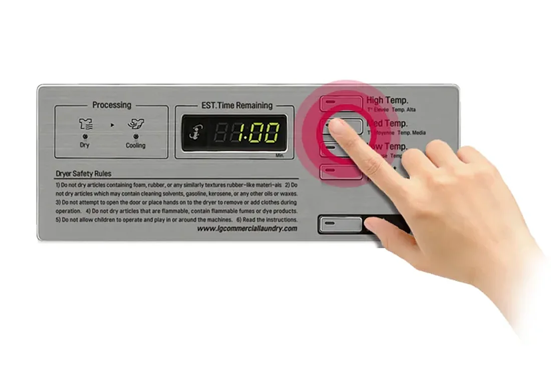 Fácil Programación · Secadora comercial a gas LG Titan-C